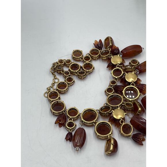 J. CREW Vintage Amber Brown Lucite Asymmetric Crystal Collar Bib Necklace - Picture 6 of 16